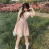 Charming Lolita Kawaii Bubble Sleeve Cottagecore Dress