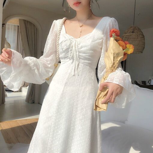 Classical Long Sleeve Lace Romantic Midi Dress