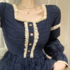Cute Lolita Autumn Classical Patchwork Midi Dress