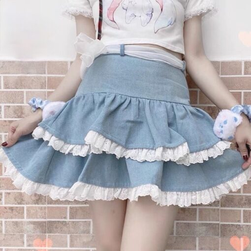 Fluffy Pretty Princess Lolita Cottage Mini Skirt