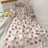 Strawberry Dot Chiffon Softie Cottagecore Dress