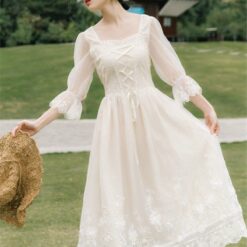 Vintage French Style Elegant Casual Cottage Dress