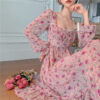 Warmhearted Floral Autumn Midi Dress - Pink, XL
